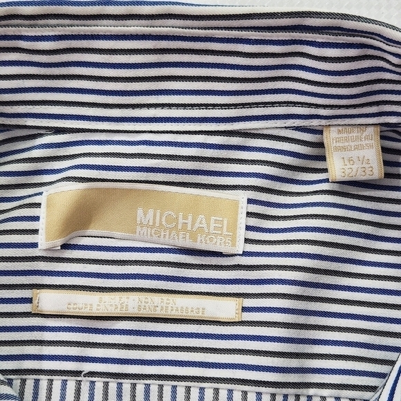 MICHAEL Kors Slim Fit Men Stripes Button Down Dress Shirts - Picture 9 of 9